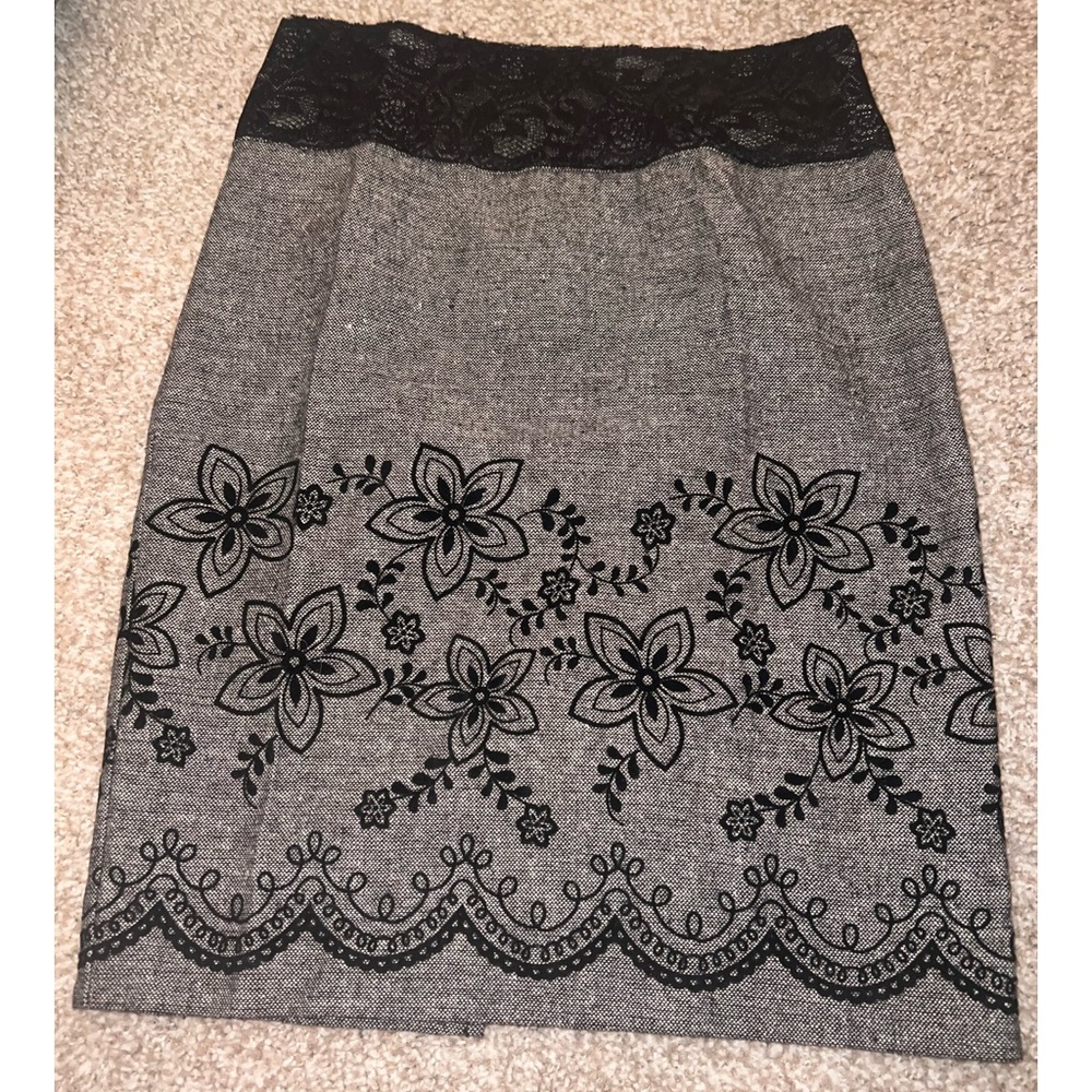 Grey floral skirt
